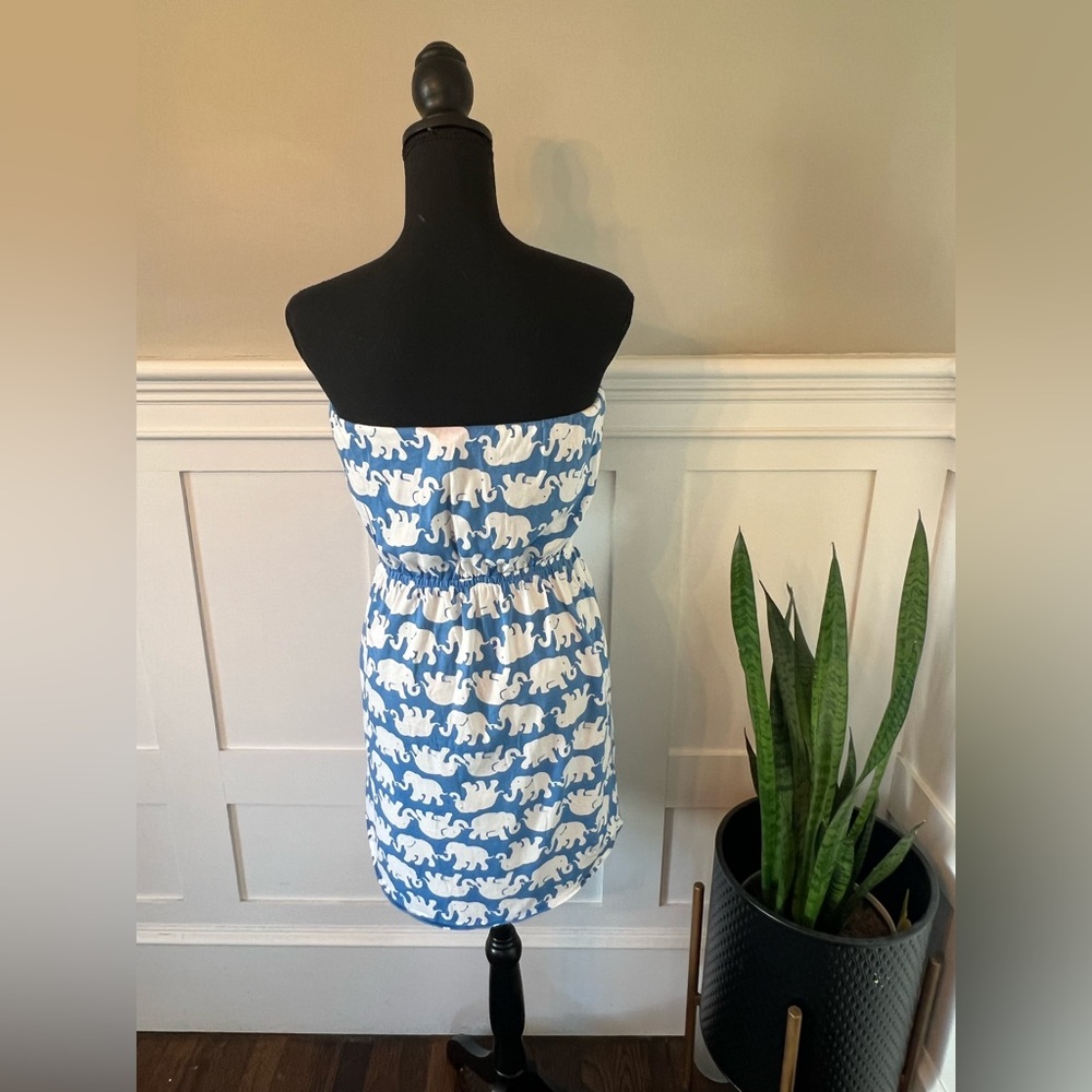 Lilly Pulitzer Blue Tusk In Sun Windsor Strapless Dress - Picture 3 of 10